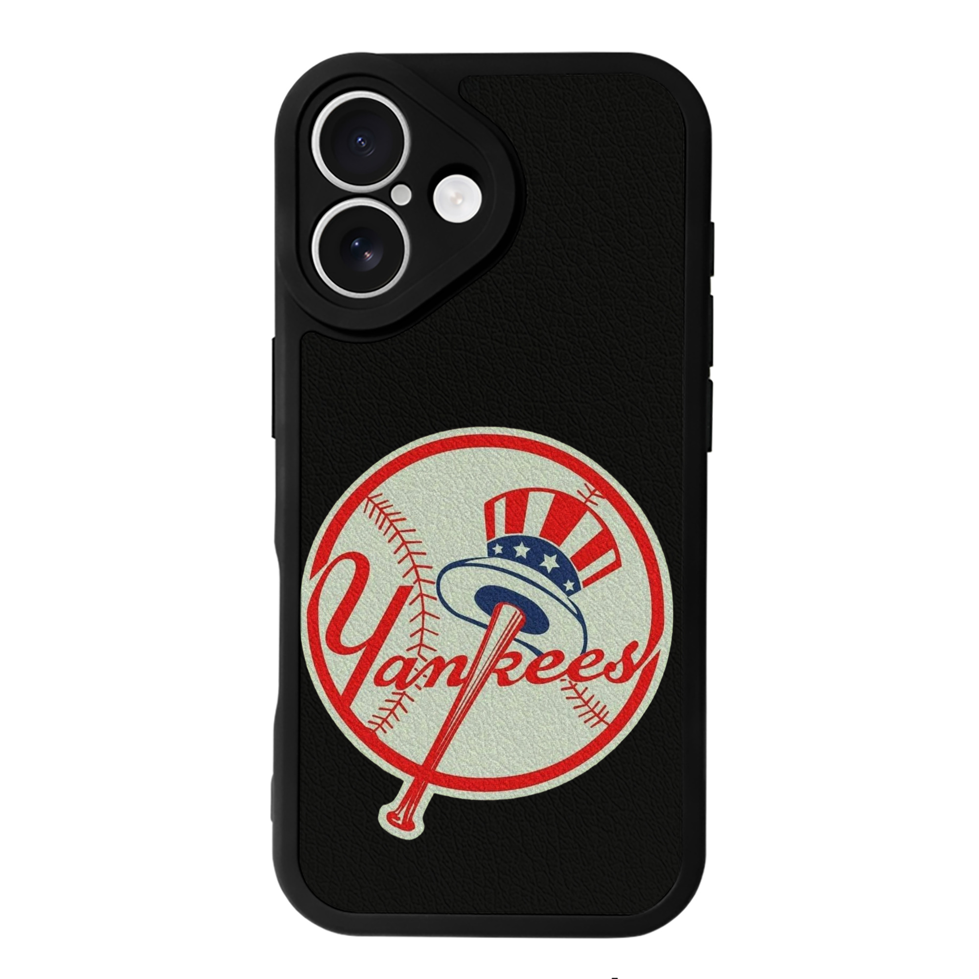 New York Yankees Logo IPhone 16 Silicone Leather Case – UV Print, Lambskin Texture – Perfect Fit, Wireless Charging Compatible, Scratch Resistant, Precise Cutouts – Stylish Protection For IPhone 16
